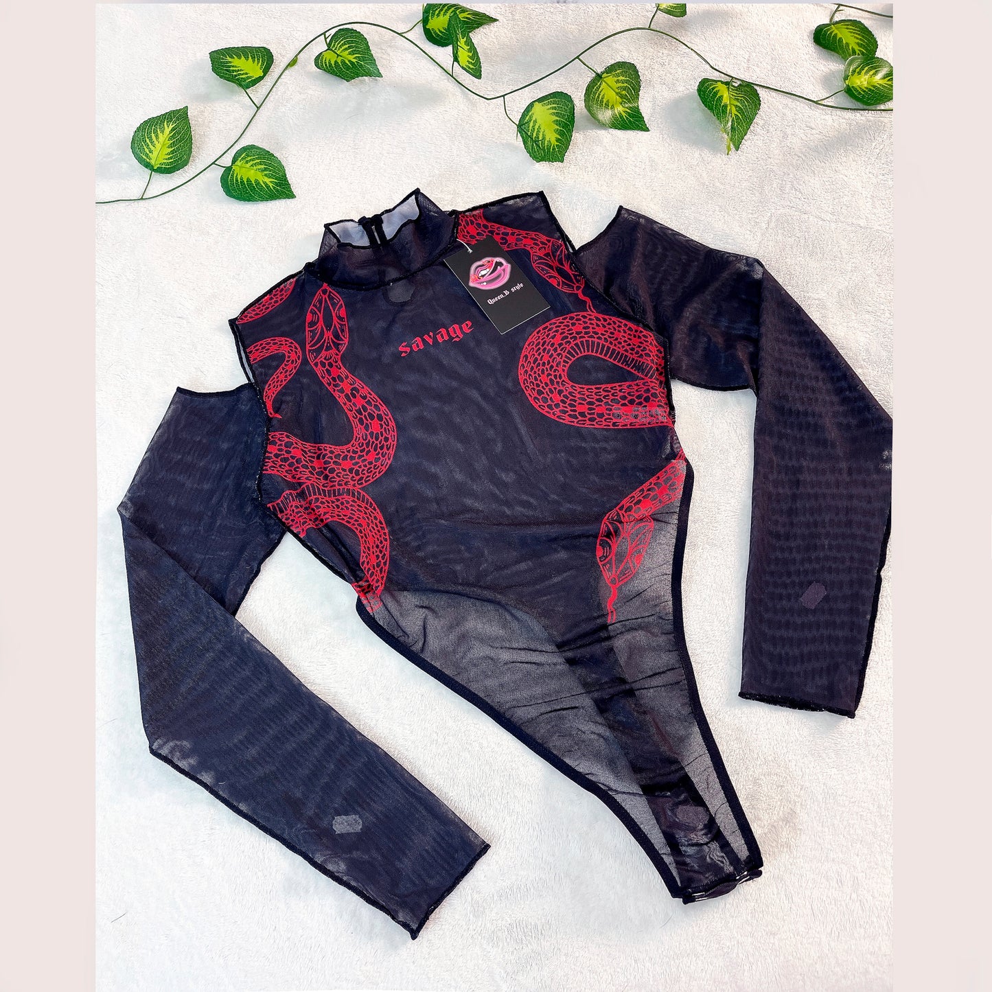 body vibora - negro con rojo